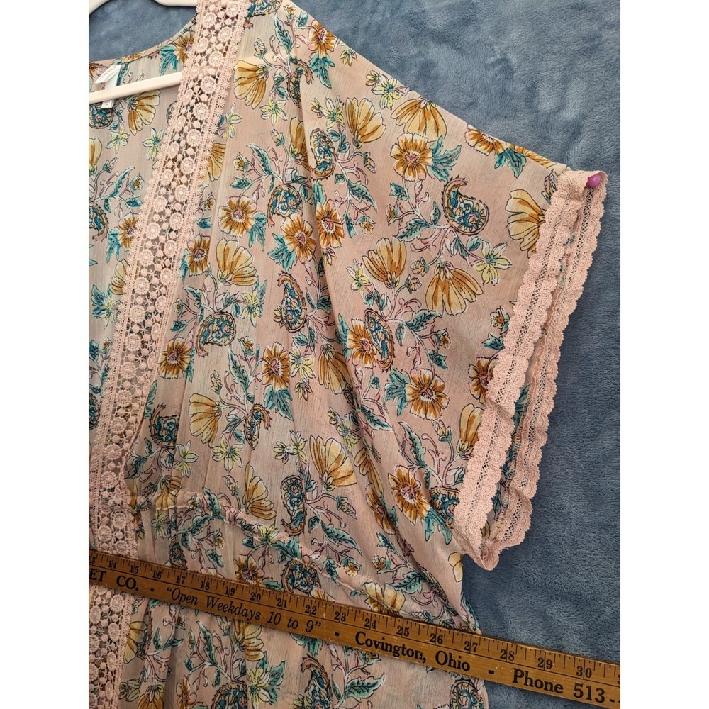 Xhilaration Sheer Lace Duster Robe Romantic Floral Beach Coverup Kimono XL/XXL - Picture 9 of 16